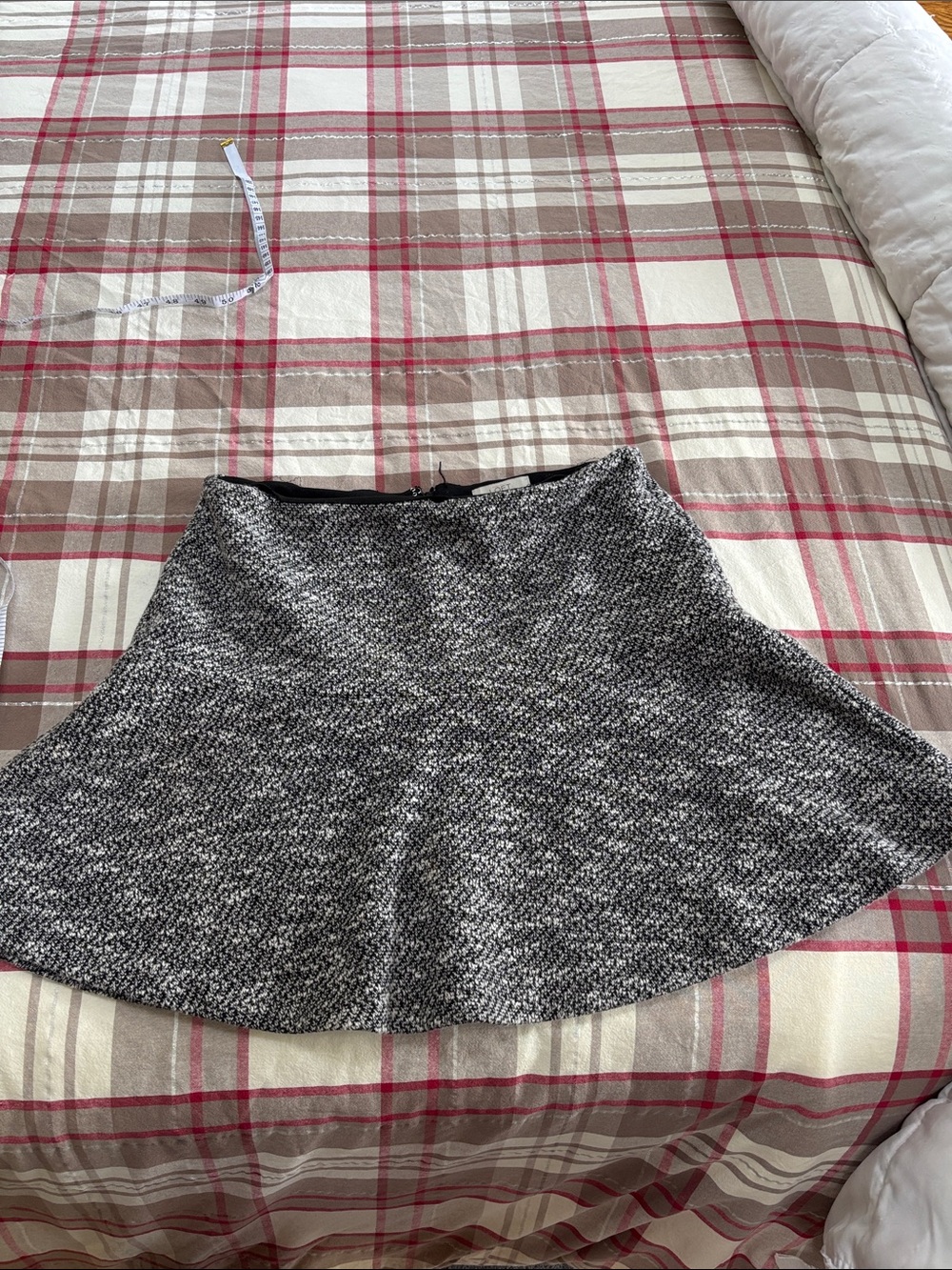 LOFT Black and White Tweed Flared Skirt